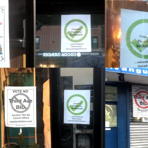 Bay Ridge 3rd Ave BID Support and Opposition Signs