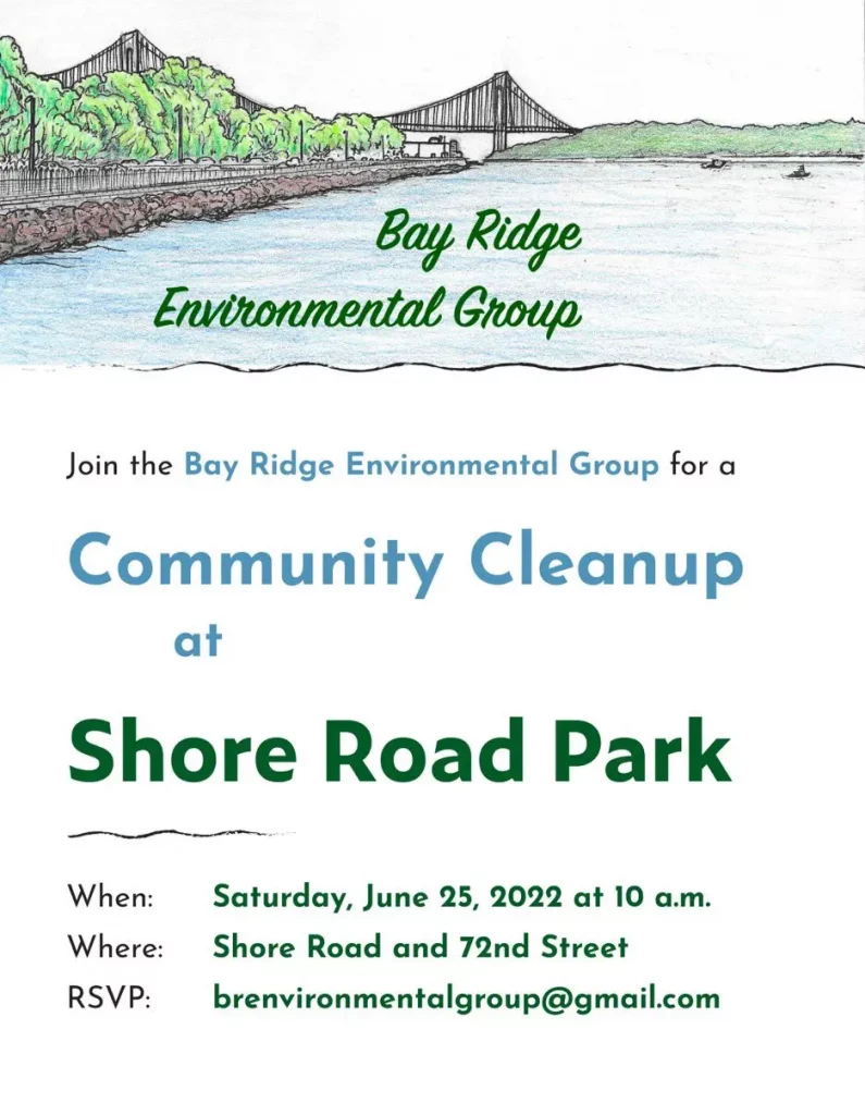 Graphic advertising a Community Cleanup at Shore Road Park