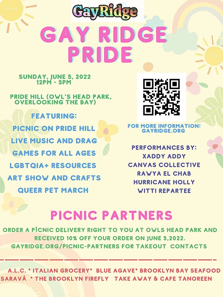 Event flyer for Bay Ridge Pride 2022