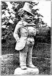 One of E.W. Bliss's odd mustachioed sandstone statues that stood along the entrance to his estate.