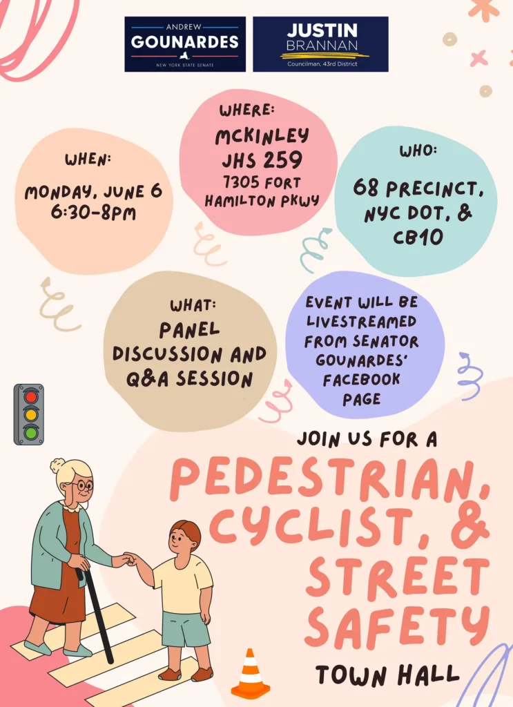 Advert for a Street Safety Town Hall in Bay Ridge